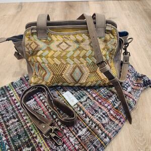 Hasta La Vista Imports Aztec Woven Tapestry Leather Purse Multicolor HLV Dustbag